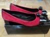 MNG Mango piros velúrbőr + fekete lakk női cipő 38