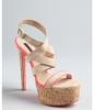 Neon pink shoes-ruthie davis nude and neon pink leather highline cork platform sandals