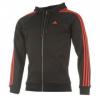 Adidas Esentials 3 csíkos kapucnis pulóver fekete piros