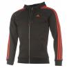 Adidas Esentials 3 csíkos kapucnis pulóver / fekete-piros