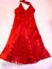 10/36-s Szexi pirosas bord muszlin-szatn alkalmi ruha strasszos