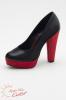 Új divatos magassarkú cipő fekete piros színben