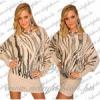 Elegáns zebra mintás tunika - női ruha bezs vásárlás