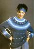 Norvég mintás kék női pulóver