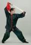 FUJI MAE Kung fu fekete szatén edzőruha piros szegéllyel
