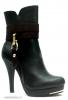 EXTRA! Arany díszes fekete platform boka csizma - Női cipő